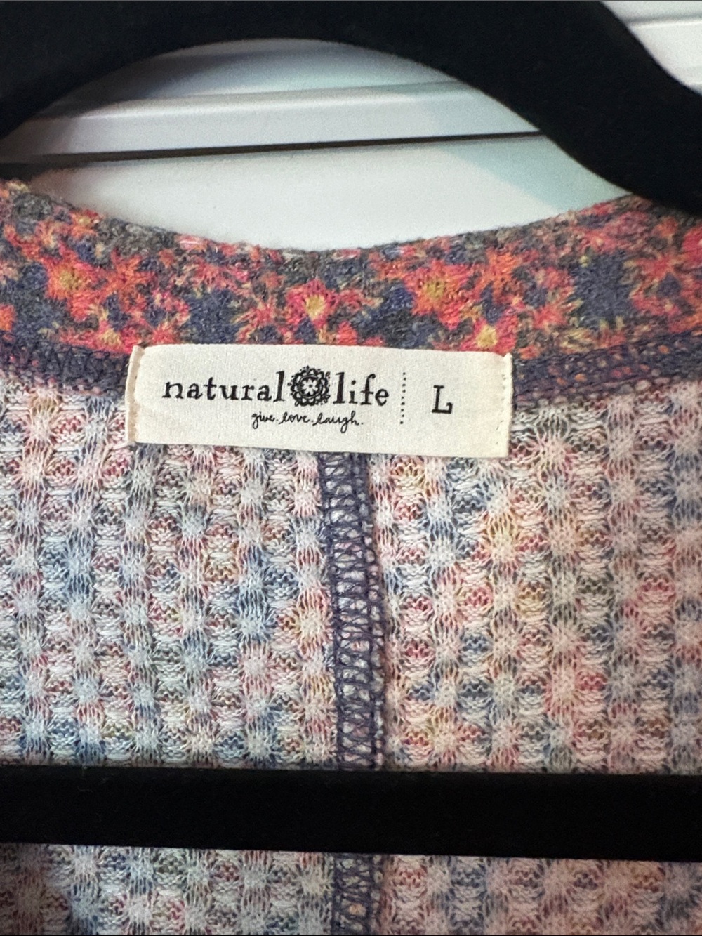 Natural Life Reagan Thermal Henley Long Sleeve Shirt Purple & Coral-Pink Size L - Picture 4 of 7